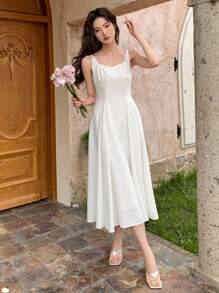 DAZY Solid Cami Dress - White - View 16