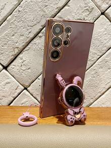 電鍍手機殼帶宇航員設計支架和手機掛繩 - 紫色 - 查看 5