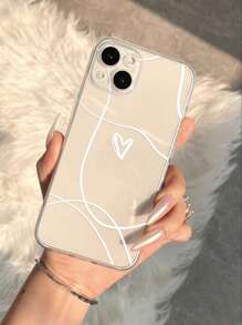 Vỏ điện thoại thiết kế thời trang họa tiết trái tim để sử dụng hàng ngày - trắng - Xem 2