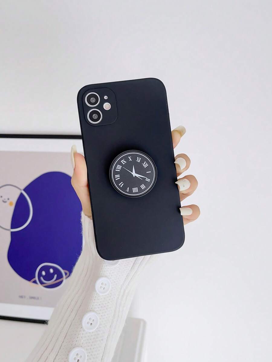 Vỏ điện thoại chống rơi đơn giản với giá đỡ thiết kế đồng hồ - màu đen - Xem 1