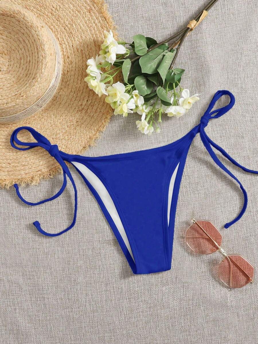 側繫帶泳褲 - 寶藍色 - 查看 1