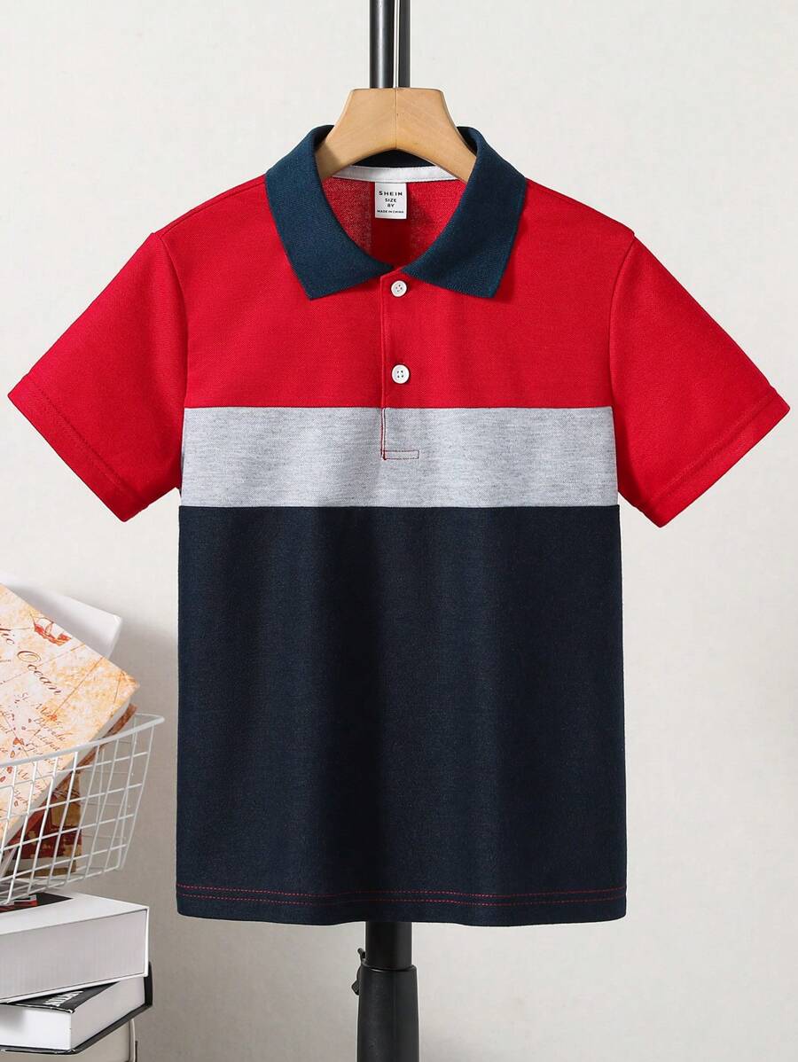 SHEIN Chicos Camisa polo de color combinado - Multicolor - Ver 1