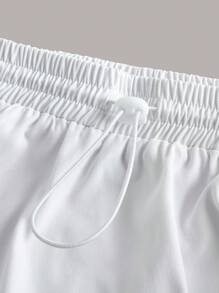 SHEIN EZwear Drawstring Waist Ruched Side Skirt - White - View 3