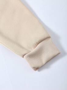 SHEIN EZwear Plus Letter Graphic  Pocket Drawstring Thermal Hoodie Winter Fall Autumn