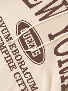 SHEIN EZwear Plus Letter Graphic  Pocket Drawstring Thermal Hoodie Winter Fall Autumn