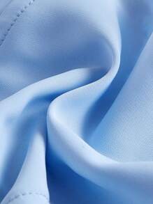 SHEIN MOD Bộ đồ hai mảnh nữ viền lá sen Viên lá sen Dải chun màu trơn Giải trí - Màu xanh nhạt - Xem 5