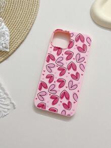 Pink Fashion Matte Heart Pattern 1pc Phone Case Compatible With IPhone 17, 16, 15, 14, 13, 12, 11 Pro Max, XS, XR, XS Max Spring Birthday Gift Case - Multicolor - View 4