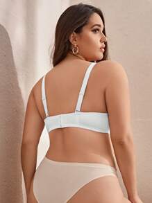 Women's Plus Size White Fabric Bra With Romantic Contrast Lace Details Medium Stretch Plain Design - White - View 2