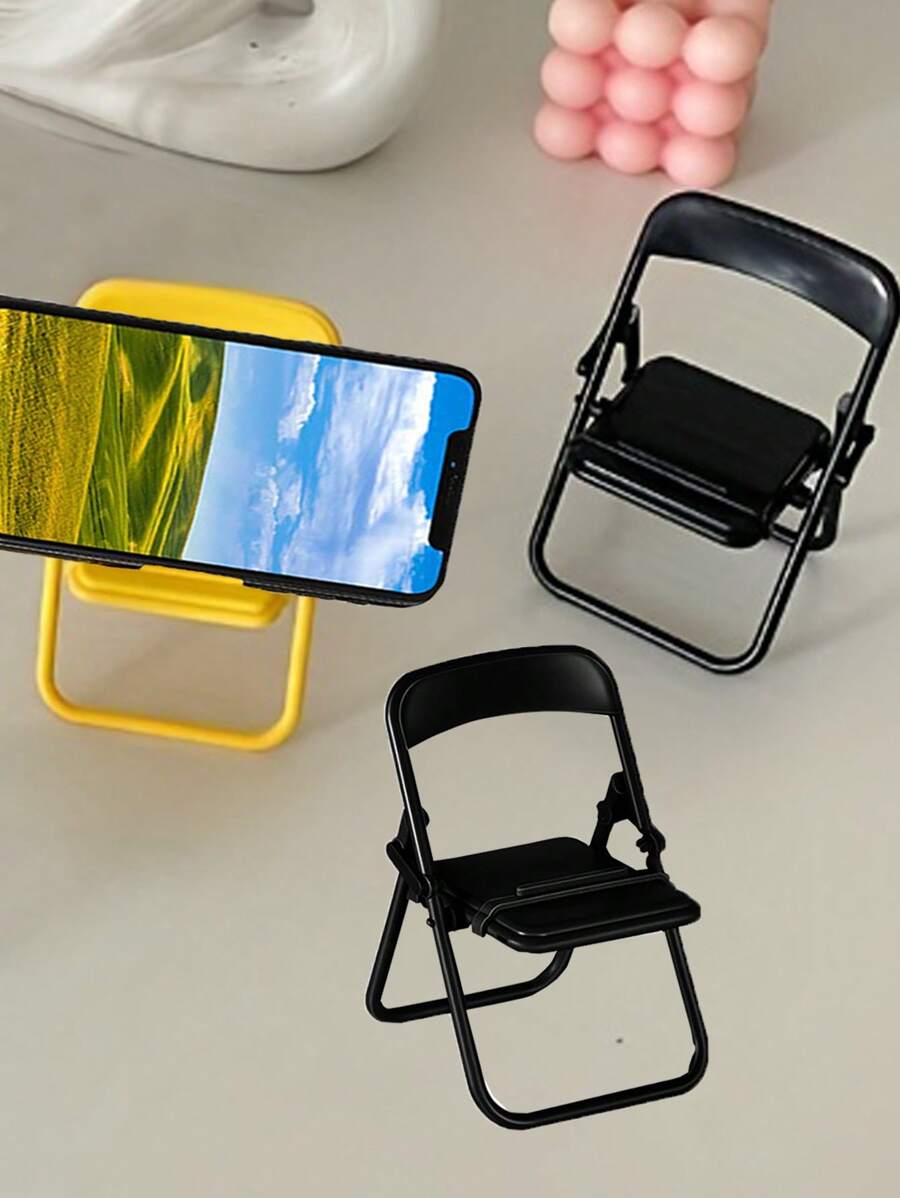 2入組椅子設計可折疊手機支架 - 黑色 - 查看 1