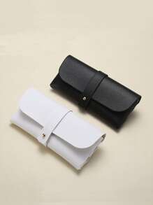 時尚簡約PU皮革太陽眼鏡殼套黑色 - 黑色 - 查看 1