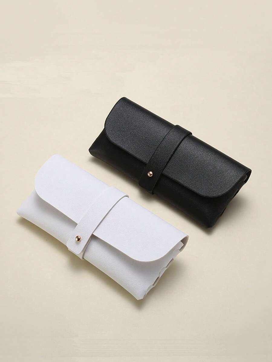 時尚簡約PU皮革太陽眼鏡殼套黑色 - 黑色 - 查看 1