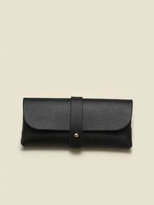 時尚簡約PU皮革太陽眼鏡殼套黑色 - 黑色 - 查看 4