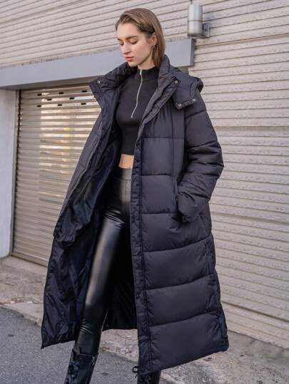 ZARA ダウンコート ブラック フード付きロングダウンジャケット