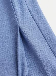 SHEIN Teen Girls Puff Sleeve Crop Top & Wide Leg Pants - Dusty Blue - View 4
