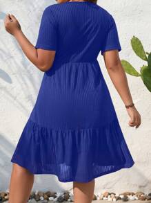 SHEIN LUNE Vestido bajo con fruncido - Azul - Ver 2