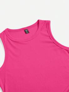 SHEIN Essnce Plus Solid Knot Side Bodycon Dress - Hot Pink - View 4