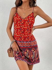 SHEIN VCAY Paisley Print Cami Dress - Multicolor - View 4