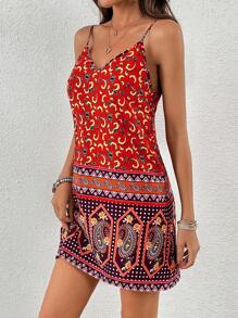 SHEIN VCAY Paisley Print Cami Dress - Multicolor - View 5