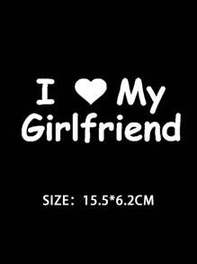 1Pc Heart & Slogan Graphic Pvc Car Sticker I Love My Girlfriend - White - View 3