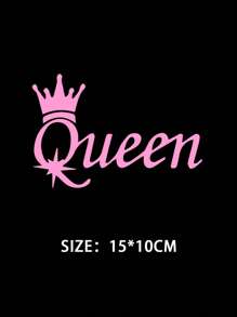 1pc Crown & Letter Graphic PVC Car Sticker - Pink - View 3