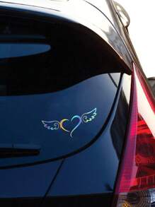 1pc Heart & Wing Pattern PVC Car Sticker - Multicolor - View 2
