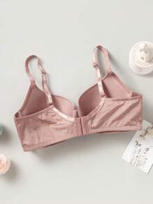 Plus Leopard Jacquard Underwire Bra - Dusty Pink - View 2