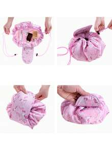 Drawstring Cosmetic Bag,Unicorn Pattern Drawstring Makeup Bag Waterproof Large Capacity Cosmetic Bag - Pink - View 6