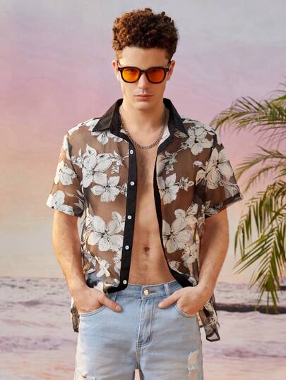 Guys Floral Print Shirt