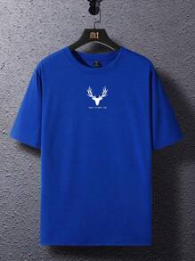 Manfinity Homme Áo thun & Áo lót Nam Slogan Giải trí - Màu xanh lam - Xem 2