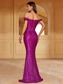 FAERIESTY Sequin Dress,Party Dress,Formal Dress,Prom Dress,Birthday Dress,Cocktail Dress,Long Dress - Hot Pink - View 2