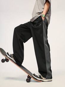 INFLATION 男士撞色侧缝斜口袋阔腿裤，适合秋季