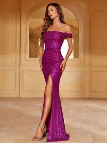 FAERIESTY Sequin Dress,Party Dress,Formal Dress,Prom Dress,Birthday Dress,Cocktail Dress,Long Dress - Hot Pink - View 6