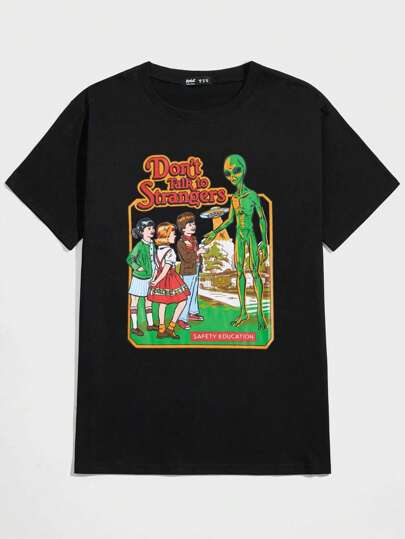 Stevenrhodes T-shirt graphique avec figure et slogan, école