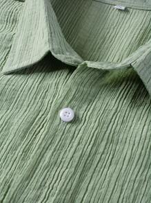 Manfinity Homme Hombres Camisa unicolor con botón sin camiseta - verde menta - Ver 3