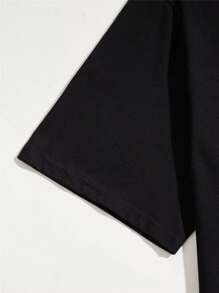 Stevenrhodes ROMWE MEN Figure & Slogan Graphic Tee, School - Black - View 3