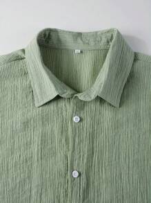 Manfinity Homme Hombres Camisa unicolor con botón sin camiseta - verde menta - Ver 7