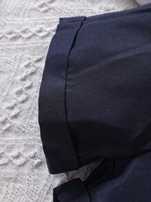 嬰兒泡泡袖襯衫和卷邊短褲 - 藍白色 - 查看 7