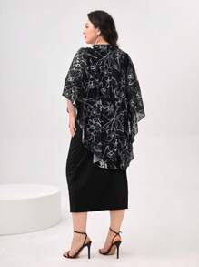 Lacomfia Plus Floral Print Batwing Sleeve Dress - Multicolor - View 2