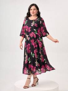 Lacomfia Plus Floral Print Dress - Multicolor - View 5