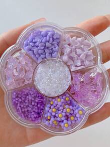 Thiết kế nghệ thuật làm móng tay và hoa oải hương mơ mộng ngẫu nhiên, 1 hộp Hạt nhựa trang trí móng tay màu hoa cà thật sự thú vị Phụ kiện làm móng tay - Màu Hồng baby - Xem 2