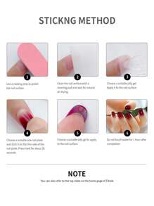 10pcs Short Coffin Rhinestone Decor Fake Nail & 1sheet Tape & 1pc Nail File & 1pc Stick - Baby Pink - View 6