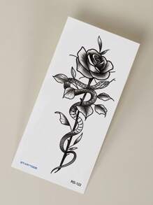 1Sheet Flower & Snake Pattern Tattoo Sticker Body Tattoo Stickers Clavicle Arm Diy Body Art Decals Fake Tattoo