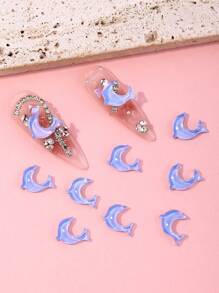 10入組3D海豚設計美甲飾品 - 彩色 - 查看 2