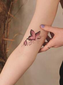 4張蝴蝶圖案紋身貼紙 - 彩色 - 查看 5