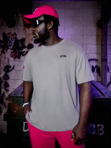 GENTILAND Áo thun & Áo lót Nam Đắp vá Slogan Giải trí - Xám - Xem 2