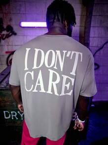 GENTILAND Áo thun & Áo lót Nam Đắp vá Slogan Giải trí - Xám - Xem 6