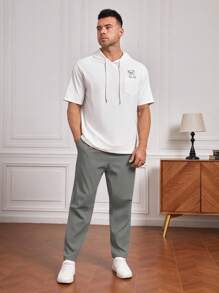 EASEVO Men Plus Solid Slant Pocket Pants, For Fall - Grey - View 4