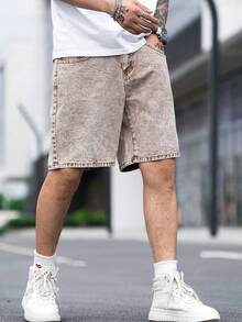 Manfinity Hypemode 男士棉斜口袋百慕大牛仔短褲