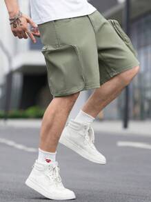 Manfinity LEGND Loose Men's Side Zipper Pockets Bermuda Denim Shorts - Army Green - View 5