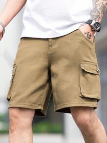 Manfinity EMRG 男士棉側翻蓋口袋工裝短褲